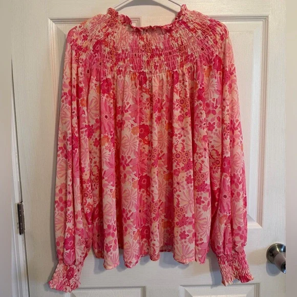 Flying Tomato Pink Floral Blouse Large - Picture 7 of 7